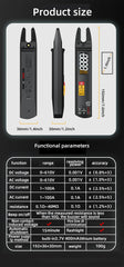 Digital Clamp Meter Fork DC AC 100A Smart Ammeter Pliers T-RMS Current Auto Multimeter Voltage Ohm Electrical Tester