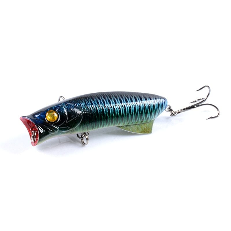 1pc Floathing Lure Topwater 3D Printed Popper Fishing Lure 7.8cm 11.5g Hard Bait Plastic Fishing Tackle Crankbait 7 Colors