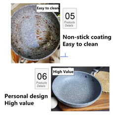 Stone Frying Wok Pan Non-stick Ceramic Pot Induction Fryer Steak Cooking Gas Stove Skillet Cookware Tool for Kitchen Set