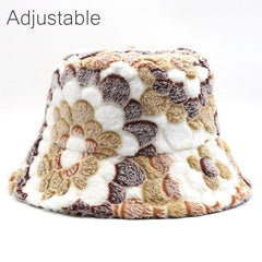 Winter Cow Leopard Faux Fur Fluffy Bucket Hats Women Outdoor Warm Sun Hat Soft Velvet Furry Fisherman Cap Girl Fashion Panama