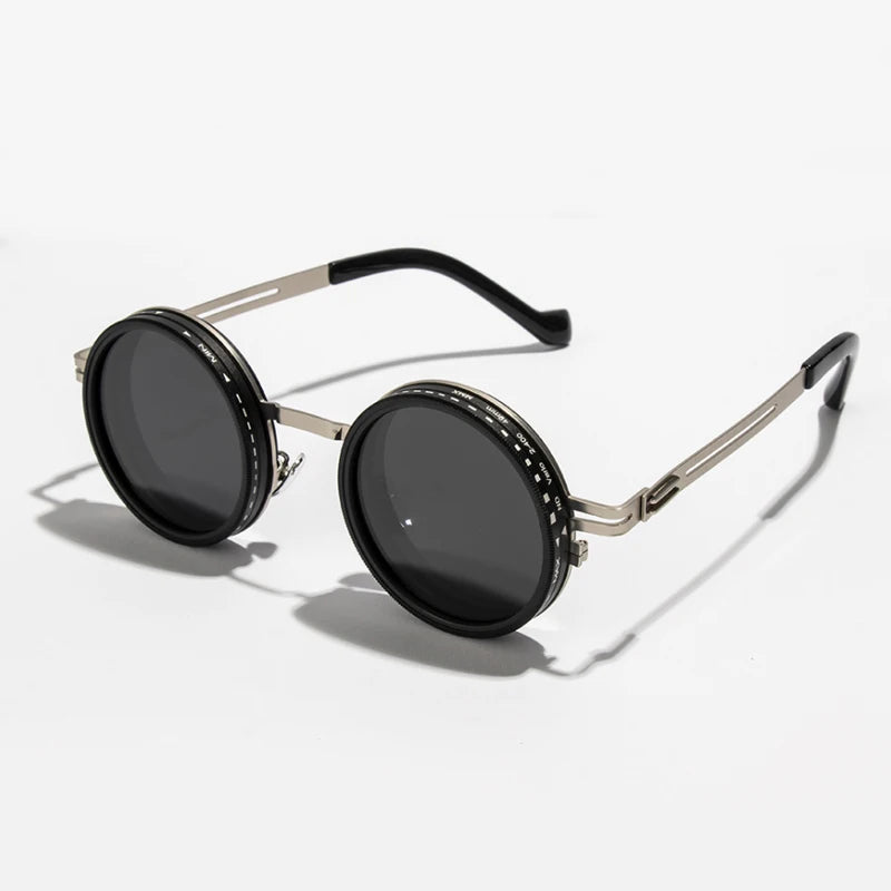 Handmade ND9 adjustable dimming sunglasses Retro Punk round men's outdoor fishing UV400 polarized driving sunglasses for women
