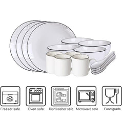 White With Black Edge Dinner Plate Ceramic Kitchen Tray Food Dishes Rice Salad Noodles Bowl Soup Kitchen Cook Tool 1pcs Sale - Wowza