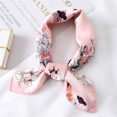 Women Small Satin Silk Scarf Square Print Wrap Foulard Femme Handkerchief Bandana Neck Hair Skinny Tie Scarves Shawls