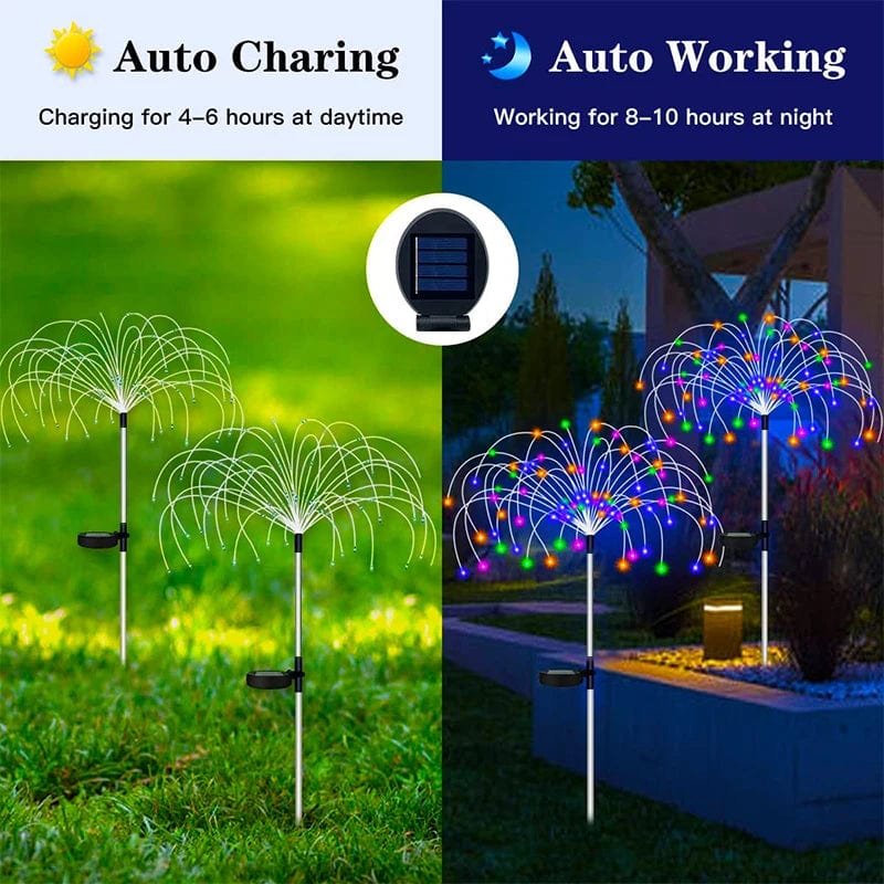 Solar LED Pathway Lights Outdoor Waterproof Garden Decor Firework Fairy Solar Lawn Lamp For Patio Walkway Yard