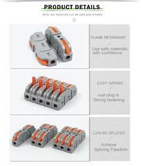 Quick Splicing Multiplex Butt Wire Connector Compact Electrical Cable Terminal Block Home Wiring Connectors Junction Box