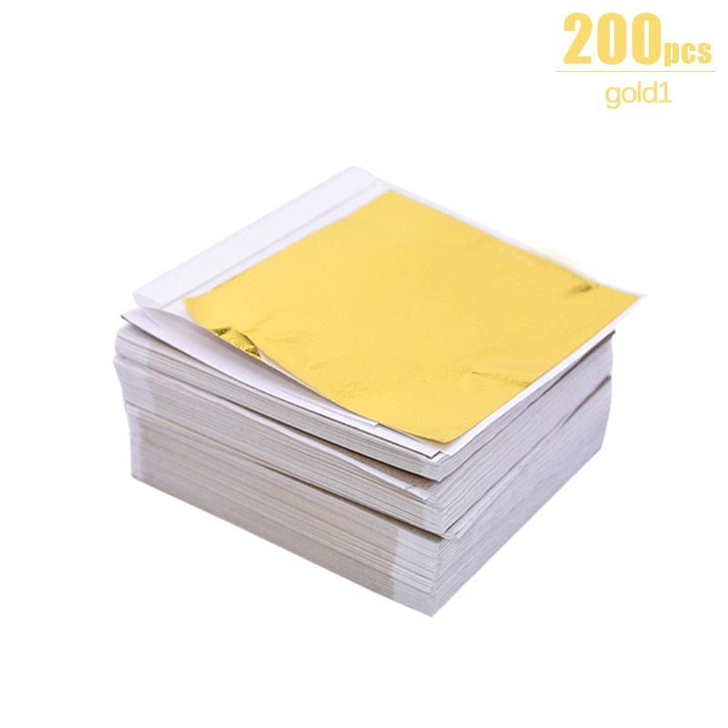 100/200 Sheets Imitation Gold Silver Foil Paper Leaf Gilding DIY Art Craft Paper Birthday Party Wedding Cake Dessert Decorations