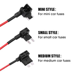 Car Fuse Holder 32V MINI SMALL MEDIUM Size Add-a-circuit TAP Adapter Micro Mini Standard ATM Blade Fuse