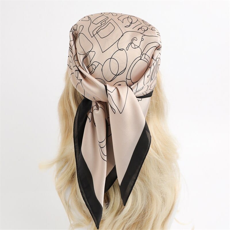 Female Silk Neck Scarf Letter D Print Square Hair Scarves Foulard Head Band Shawls And Wraps Neckerchief Bandana 70*70cm