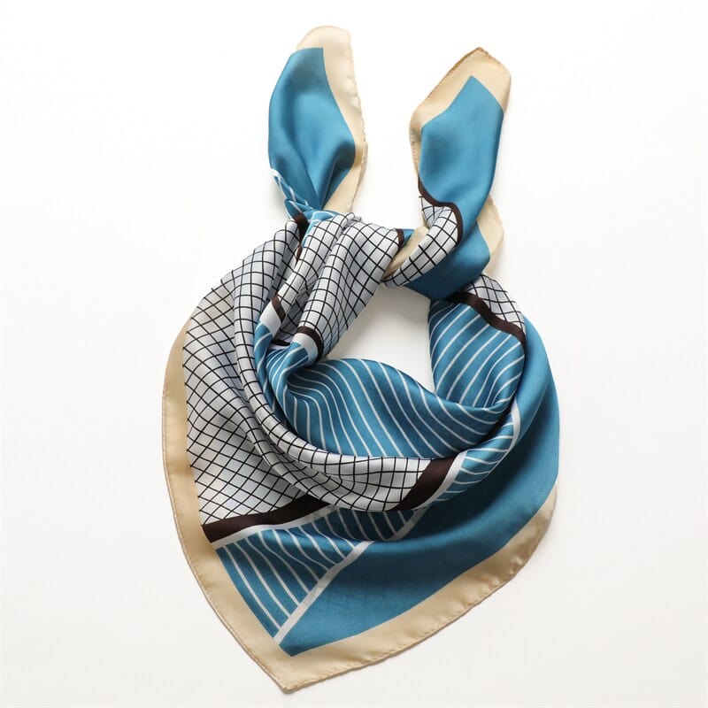 Female Silk Neck Scarf Letter D Print Square Hair Scarves Foulard Head Band Shawls And Wraps Neckerchief Bandana 70*70cm