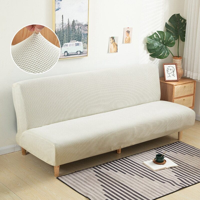 Polar Fleece Fabric Armless Sofa Bed Cover Solid Color Without Armrest Big Elastic Folding Furniture home Decoration Bench Cover