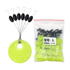 Set Rubber Silicon Space Bean Sea Carp Fly Fishing Black Rubber Oval Stopper Fishing Float Fishing Bobber