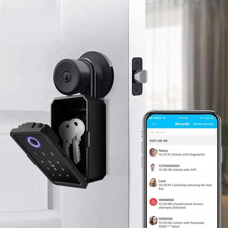 Smart Lock keybox App Controlled Wifi Electronic Lockbox Real Estate Wall Mount Keybox With Code Fingerprint Card App