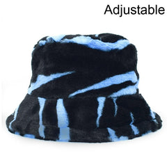 Winter Cow Leopard Faux Fur Fluffy Bucket Hats Women Outdoor Warm Sun Hat Soft Velvet Furry Fisherman Cap Girl Fashion Panama