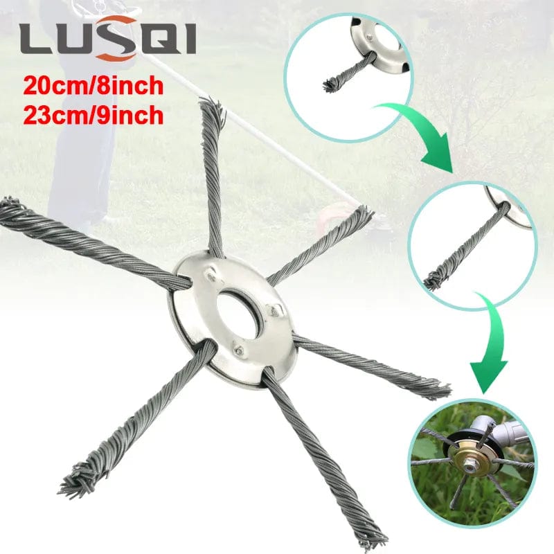 Brushcutter Head 20/23cm Steel Wire Wheel Head Upgraded Grass Trimmer Head Universal Weed Brush Removal Moss Rust Fit Gasoline Brushcutter