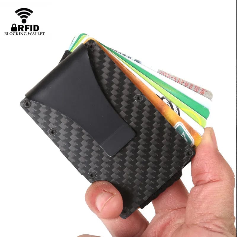 Carbon Fiber Card Holder Mini Aluminium Metal RFID Magic Men's Wallet