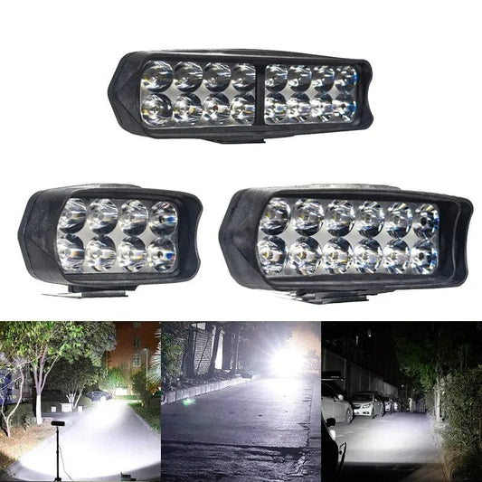 Motorcycle Headlight 8/12/16 LED Driving Lights Waterproof Auxiliary Headlight Scooter External Spotlight Fog Light Accessories