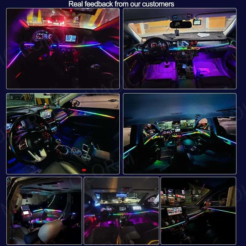 18 In 1  LED Interior Lights Full Colour Streamer Car Ambient Lights RGB 64 Universal Hidden Acrylic Strip Symphony Atmosphere Lamp