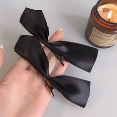 2pcs Black White Ribbon Hair Bows Clips Vintage Bowknot Side Hairpin Cute Girls Barrettes Headdress  Hair Accessories for Women