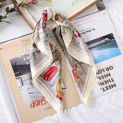 Haimeikang 60*60cm Square Silk Scarf Women Headband Fashion Print Neck Scarfs Office Hair Band Hand Kerchief Female Bandana