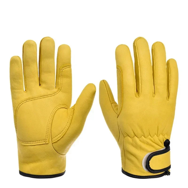 Working gloves sheepskin leather workers work welding safety protection garden sports motorcycle driver wear-resistant gloves