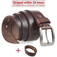 MEDYLA Men Top Layer Leather  Casual High Quality Belt Vintage Design Pin Buckle Genuine Leather Belts For Men Original Cowhide