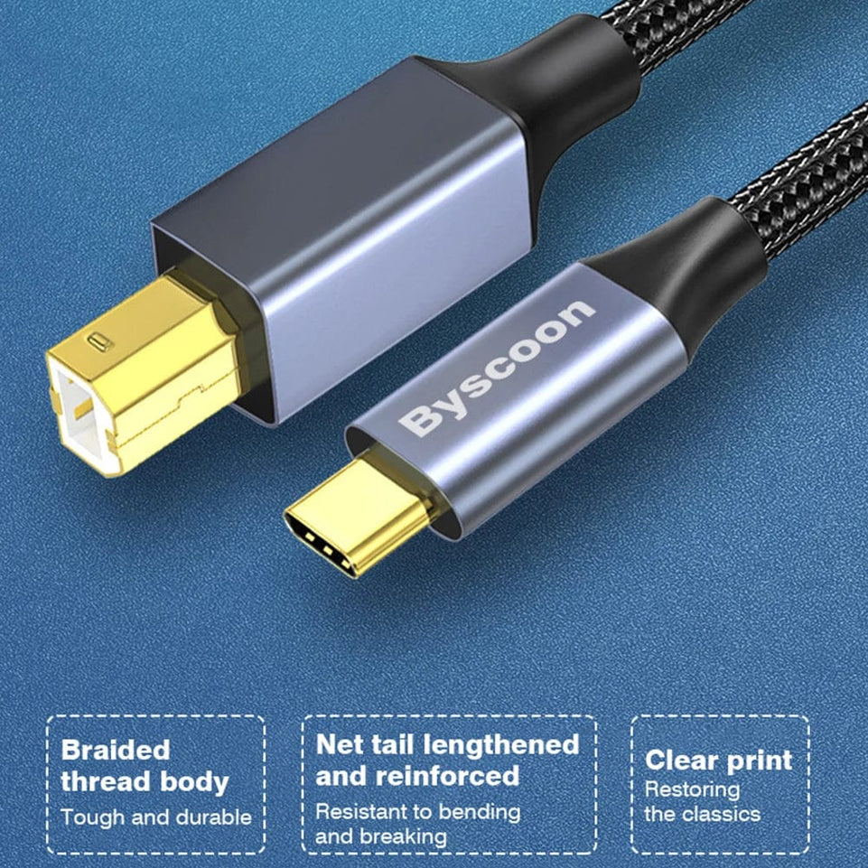 USB C to USB B 2.0 Printer Cable Electronic Organ Cable Type C USB B for Computer Laptop Phone to Fax Machine Scanner Universal