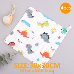 4PCS Baby Towel 100% Cotton Bath Towel 6 Layers Gauze Face Washcloth Squares Hand Wipe Newborn Bathing Feeding Kids Handkerchief