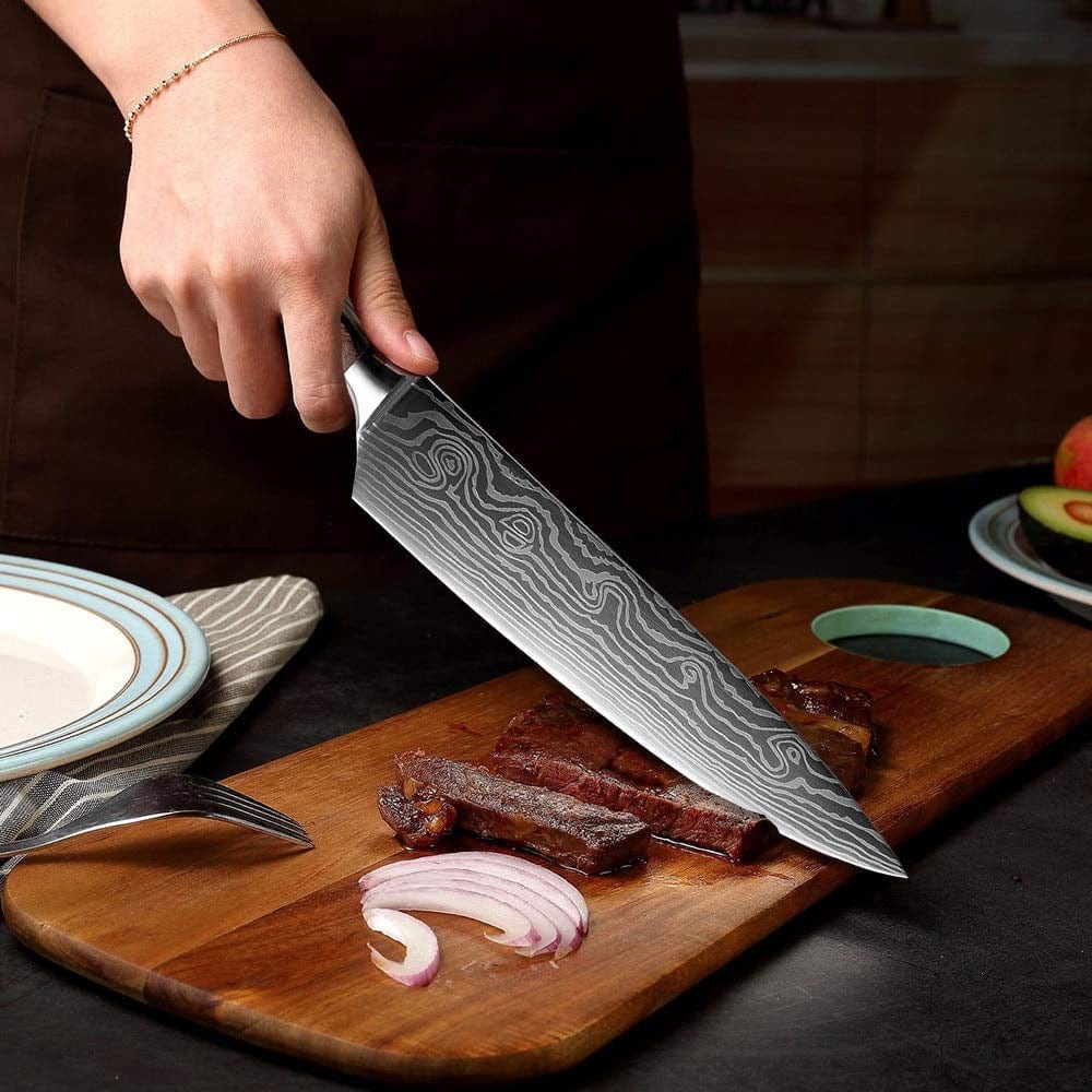 XITUO Chef Bread Eviscerate Sliced Fruit Chinese Japanese Kitchen Knife Sharp Utility santoku Complete Damascus Pattern Cooking - Wowza