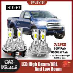 Ford Ranger LED Headlights H15 High Beam/Daytime Running Light+H7 Low Beam 9V-24V MK3 2015 2016 2017 2018 2019 2020