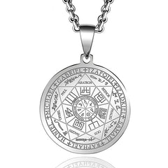 Pentagram Necklace Seven Archangel Amulet Protection Pentacle Pendant Necklaces for Women Men Trend Stainless Steel Jewelry Gift