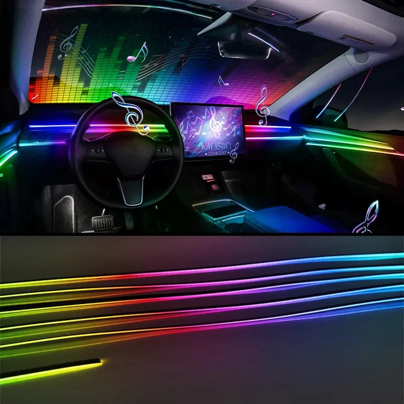 18 In 1  LED Interior Lights Full Colour Streamer Car Ambient Lights RGB 64 Universal Hidden Acrylic Strip Symphony Atmosphere Lamp