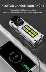 Super Bright LED Source Work Lamp with Magnet Alarm SOS Key Chain Power Bank Waterproof Emergency Flashlight