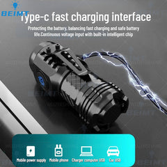 LED Flashlight 18350 Super Bright Torch Rechargeable USB Light Waterproof with CAP CLIP for Hiking Camping