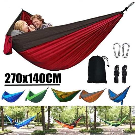 Portable Outdoor Camping Hammock With Nylon Colour Matching Hammock High Strength Parachute Fabric Hanging Bed