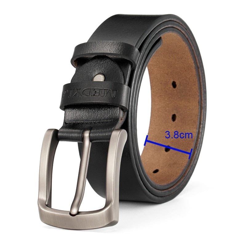 MEDYLA Men' Belt High Quality Genuine Leather Luxury Strap Classic Vintage Alloy Pin Buckle Male Belt Jeans Belt for Men SM03