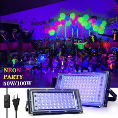 Led UV Floodlight 220V Ultraviolet 395nm 400nm Stage Lamp 50W 100W LED Stage Blacklight Waterproof Disco Party Stage Backlight