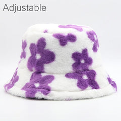 Winter Cow Leopard Faux Fur Fluffy Bucket Hats Women Outdoor Warm Sun Hat Soft Velvet Furry Fisherman Cap Girl Fashion Panama