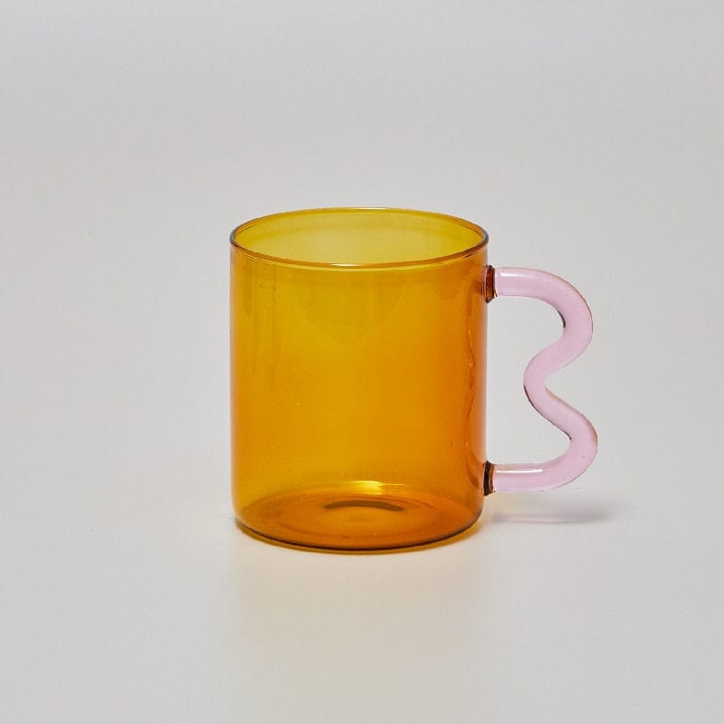 Colored Glass Cups Original Design Colorful Waved Ear Glass Mug Handmade Simple Wave Coffee Cup for Hot Water - Wowza