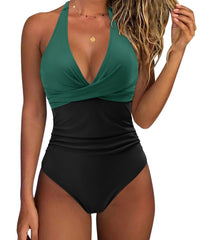 One Piece Swimsuit Women Tummy Control One Piece Swimsuits High Waisted Sexy Halter Bathing Suits XL Push Up Swimwear Women 2023