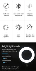 10" 26cm LED Selfie Ring Light Photography Video Light RingLight Phone Stand Tripod Fill Light Dimmable Lamp Trepied Streaming