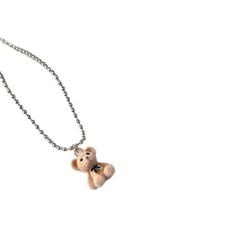 2021 Trendy Flocking Bear Pendant Necklaces For Women Men Couple Lovers Popular Animal Pendant Necklace Fashion Jewelry Gifts