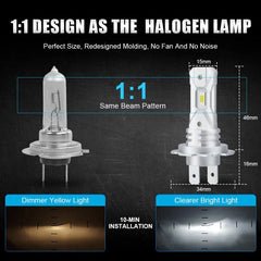 2x Fanless H7 LED Bulb 1:1 Mini Size Head Lamp Wireless 18000LM CSP LED Chips H7 Car LED Headlight Bulb 6000K White 12V