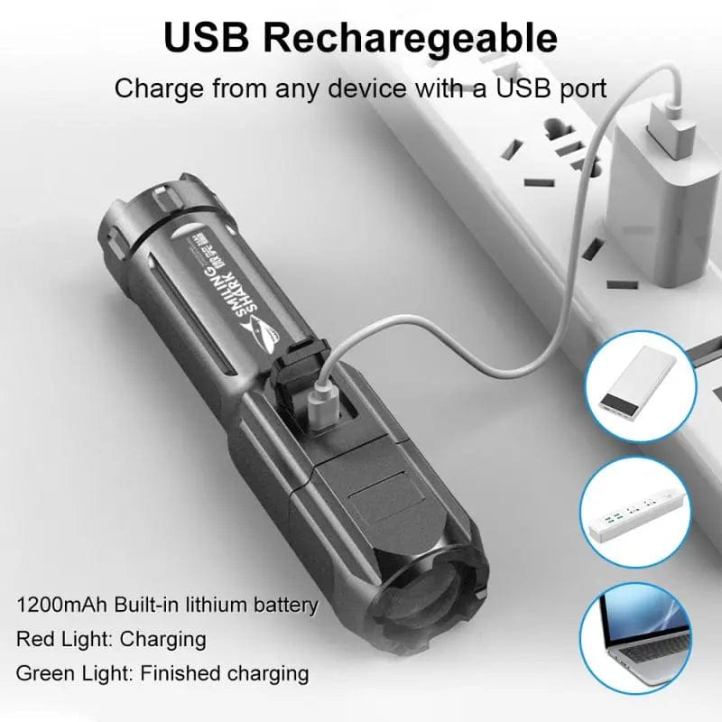 Powerful LED Flashlight Rechargeable Torch USB 18650 Waterproof Zoom Fishing Hunting 100000 Lumens Tactical Flashlight LED Flashlight