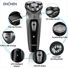 Electrical Rotary Shaver for Men 3D Floating Blade Washable Type-C USB Rechargeable Shaving Beard Machine