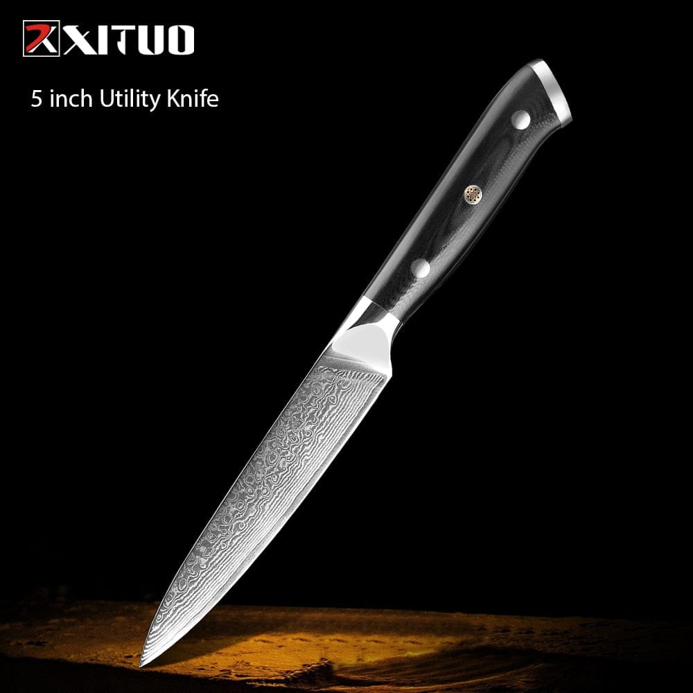 XITUO Damascus kitchen Knife 1-9PC 67 layers Japan Damascus steel Chef knife Sharp Sankotu Cleaver Boning Paring knife G10 handl - Wowza