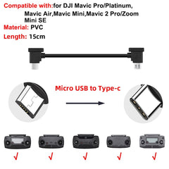 Data Cable OTG Remote Controller to Phone Tablet Connector USB TypeC IOS Extend for DJI Mavic MINI/2/3 Pro/SE/Pro/Air/Mavic 2/3