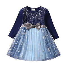 Kids Autumn Winter Dresses for Girls Star Sequins Princess Dress Girl Long Sleeve Party Vestidos Girls Dress Children Clothing