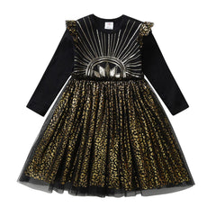 Kids Autumn Winter Dresses for Girls Star Sequins Princess Dress Girl Long Sleeve Party Vestidos Girls Dress Children Clothing