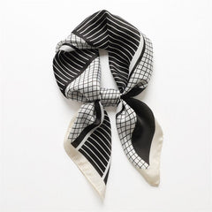 Female Silk Neck Scarf Letter D Print Square Hair Scarves Foulard Head Band Shawls And Wraps Neckerchief Bandana 70*70cm