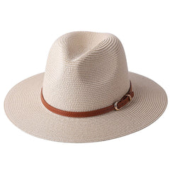 56-58-59-60CM New Natural Panama Soft Shaped Straw Hat Summer Women/Men Wide Brim Beach Sun Cap UV Protection Fedora Hat